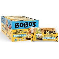 Vista 3 de Barritas de avena con plátano y chispas de chocolate de Bobo's, sin gluten, sin OMG, de avena integral, paquete de 12 Barritas de aperitivo Para