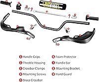 Vista 3 de RUTU - Kit universal de 7/8" CNC para manillar y protectores de motocicleta con empuñaduras, almohadilla para el pecho, abrazadera