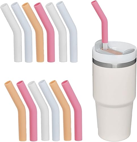 12 piezas de adornos de paja para vasos Stanley Adventure Quencher, puntas de paja reutilizables para popotes de 0.4 pulgadas de diámetro