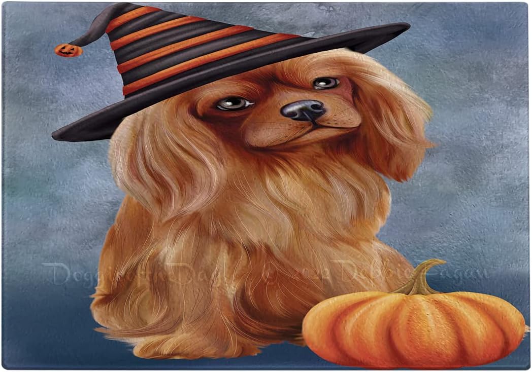 Pet Friendly Beach Cavalier King Charles Spaniel Dogs Cutting Board For Kitchen - Scratch & Stain Resistant - Designed To Stay In Place - Perfect for Chopping Meats, Vegetables - 16" x 12"