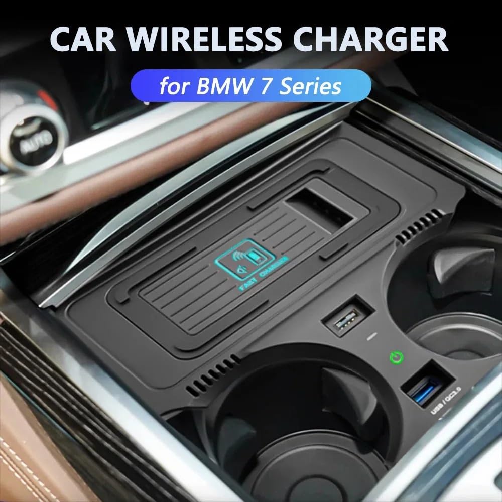 Chargeur sans fil rapide for voiture, compatible avec BMW série 7 730 2017 – 2021, Charge rapide du téléphone, support de téléphone portable, Plug And Play, accessoires d'intérieur