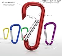 Vista 3 de sprookber Llavero pequeño de mosquetón de 2.28 pulgadas, clip caribeaner de anillo en D, clip para llave Caribeener multiusos, juego de 20