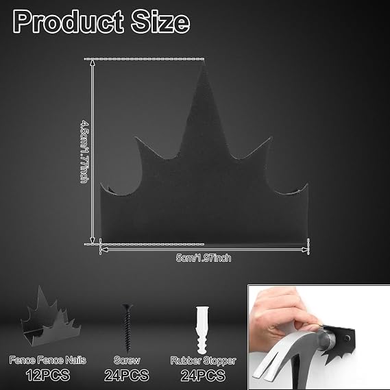 12Pcs Fence Wall Spikes, Metal Anti-Climb Spikes Fence Security Spike with Screw Rust-Proof Intruder Deterrent Spike, Multifunctional Outdoor Fence Bird Pigeon Spikes for Yard Balcony Garden
