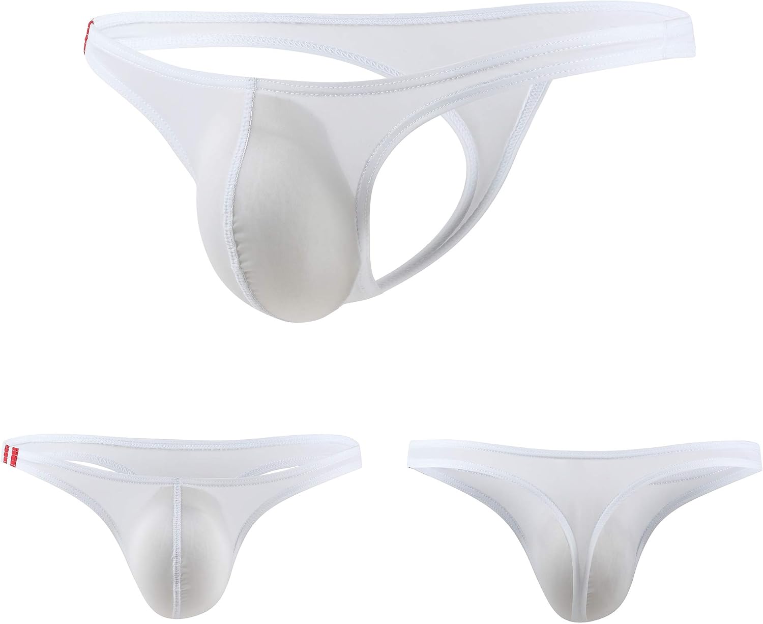 Men's Ice Silk Thongs - See Through Bikini Underwear With T-Back Design, Low-Rise Backless Briefs 3-7 Pack