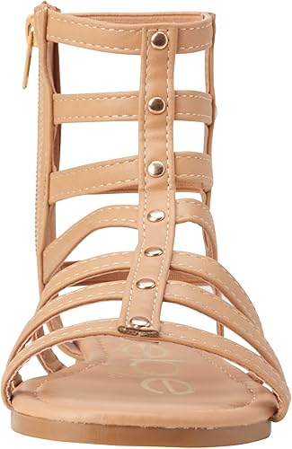 Miniatura 5 de bebe Sandalias para niñas pequeñas, sandalias de gladiador de cuero ligero con puntera abierta, para verano, con tiras planas