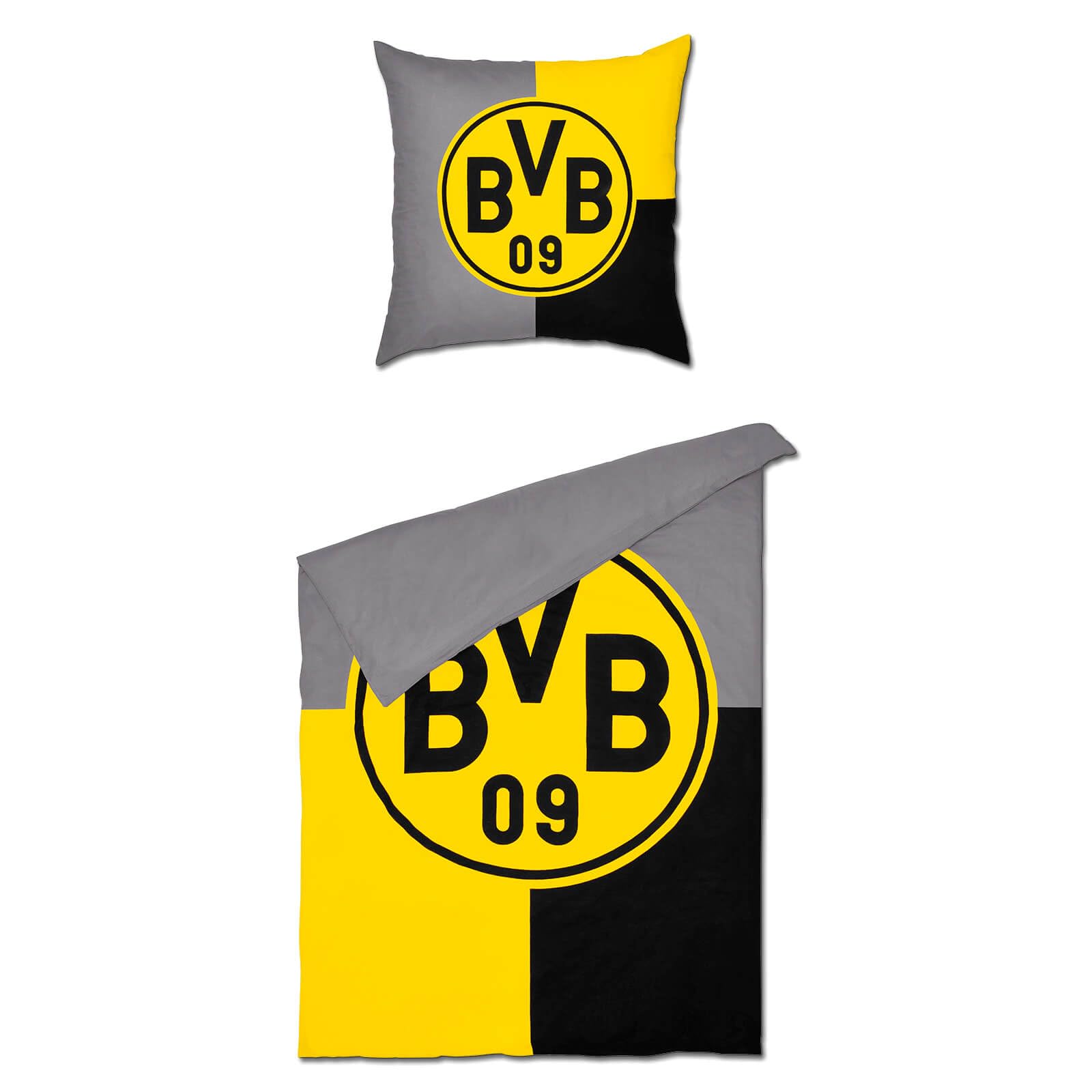 Borussia Dortmund Unisex – dwustronna pościel BVB dla dorosłych czarno-żółta 135 x 200 cm, wielokolorowa
