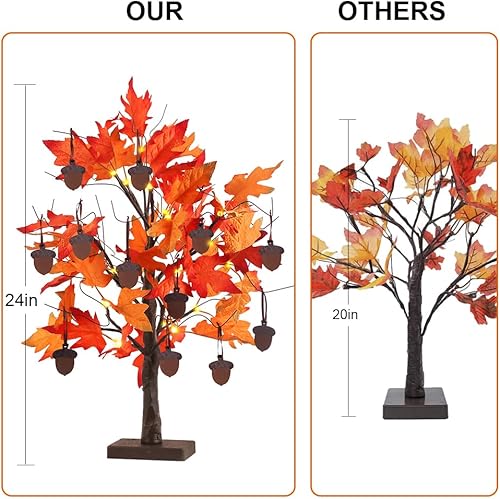 Miniatura 3 de YEAHOME Paquete de 2 luces de árbol de abedul de 2 pies24 pulgadas con 18 lt luz blanca cálida temporizador alimentado por pilas decoración de