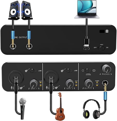 Miniatura 2 de Dacimora Bundled Products of 2i2 USB Audio Interface and 2-Pack 50ft XLR Microphone Cable
