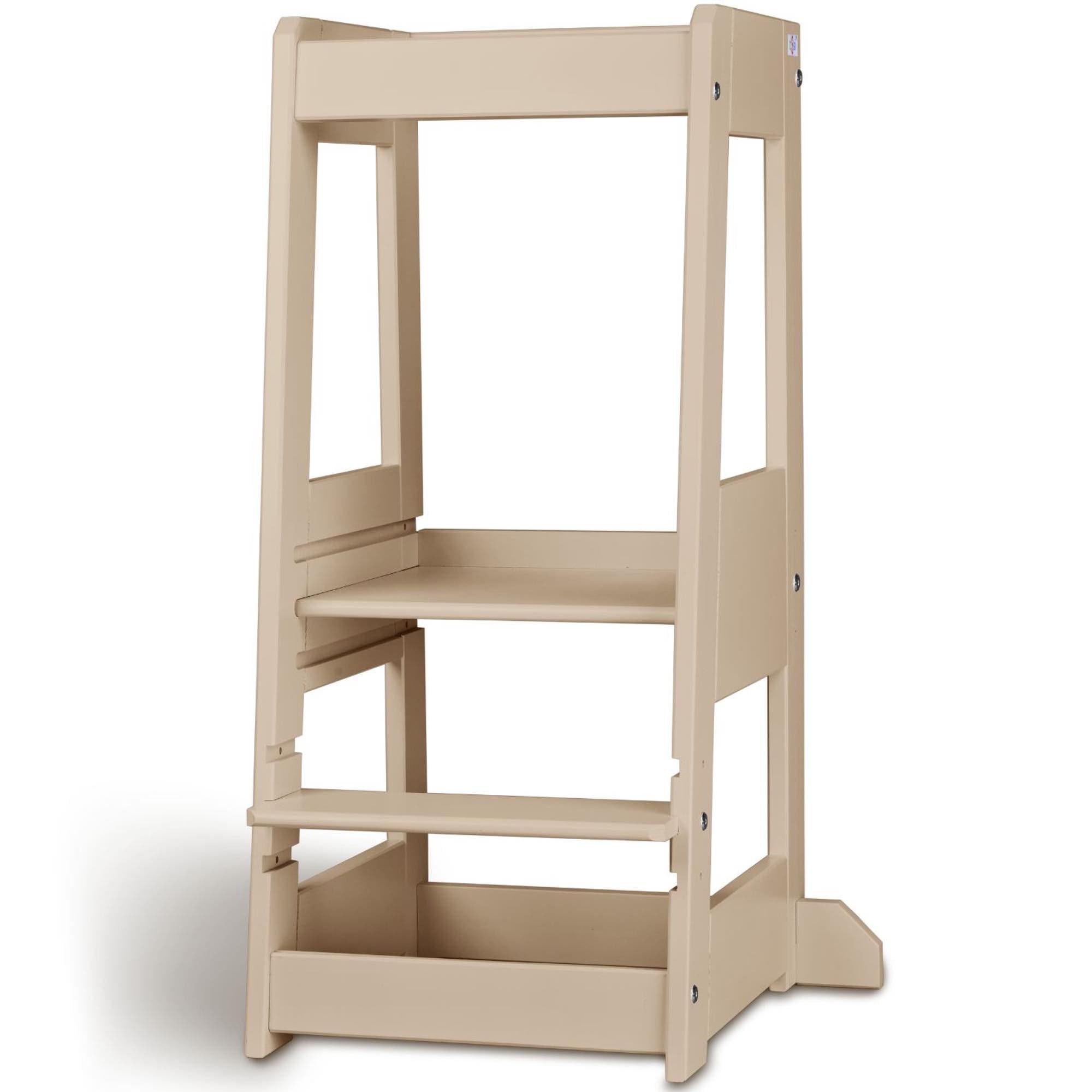 tiSsi® Lernturm Felix – Montessori Lernturm für Kinder, mitwachsend & höhenverstellbar, Entdeckerturm aus Buche Cashmere