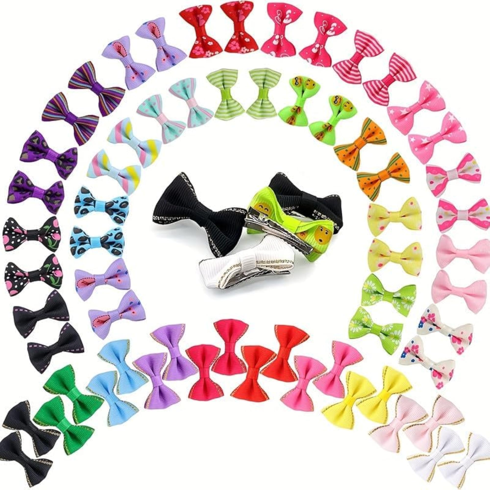 Mini Snap Hair Bows Clips Set for Girls, Pack of 12