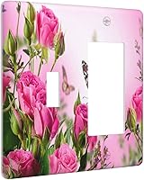 Vista 92 de Cubierta de interruptor de luz rosa brillante con purpurina de 1 banda, sin dispositivo, placa de pared en blanco decorativa para adolescentes