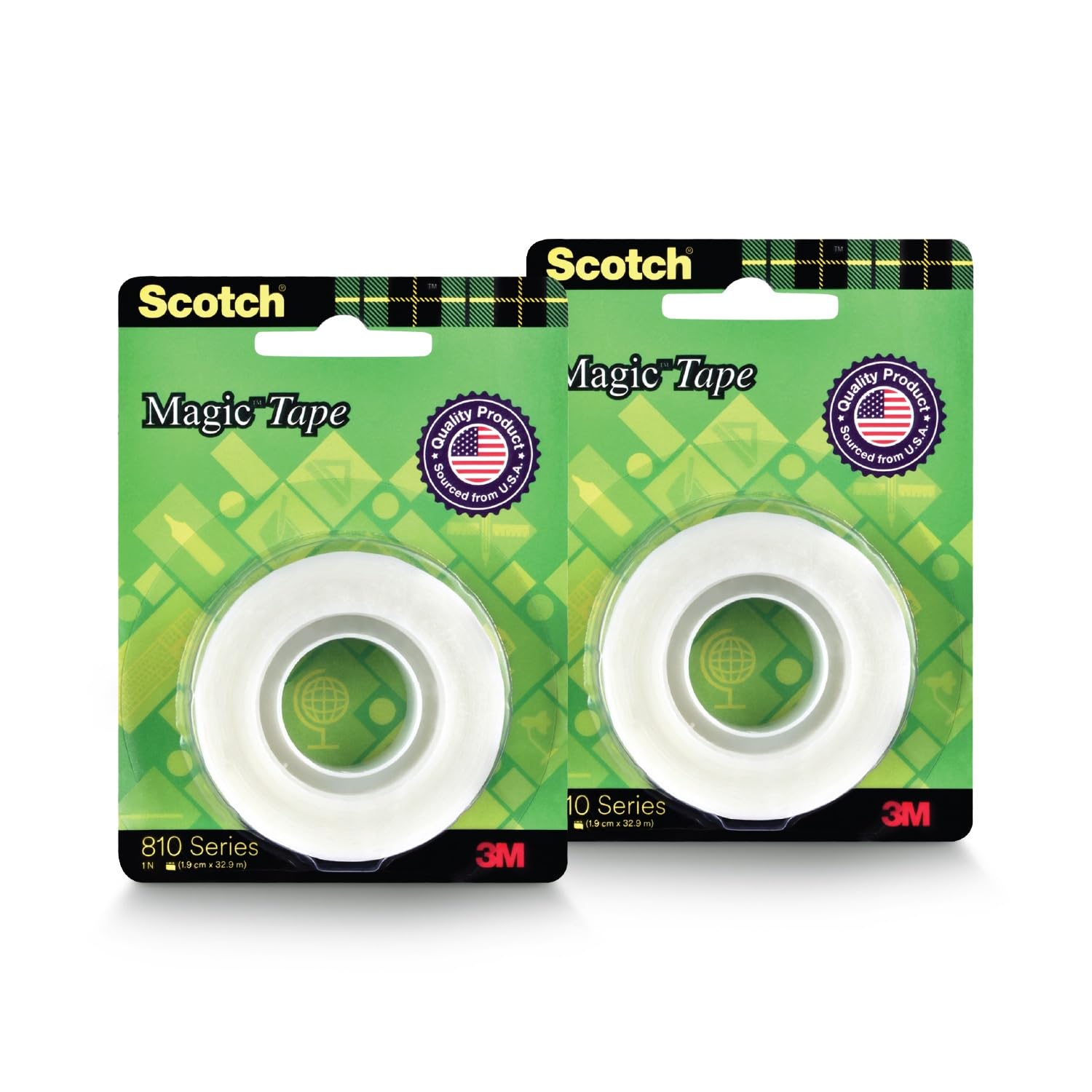 Scotch 3M Magic Tape Roll | 1.9cm x 25.4 meter | Invisible, writable and hand tearable | For school projects, home and office use| 2 Tape Roll
