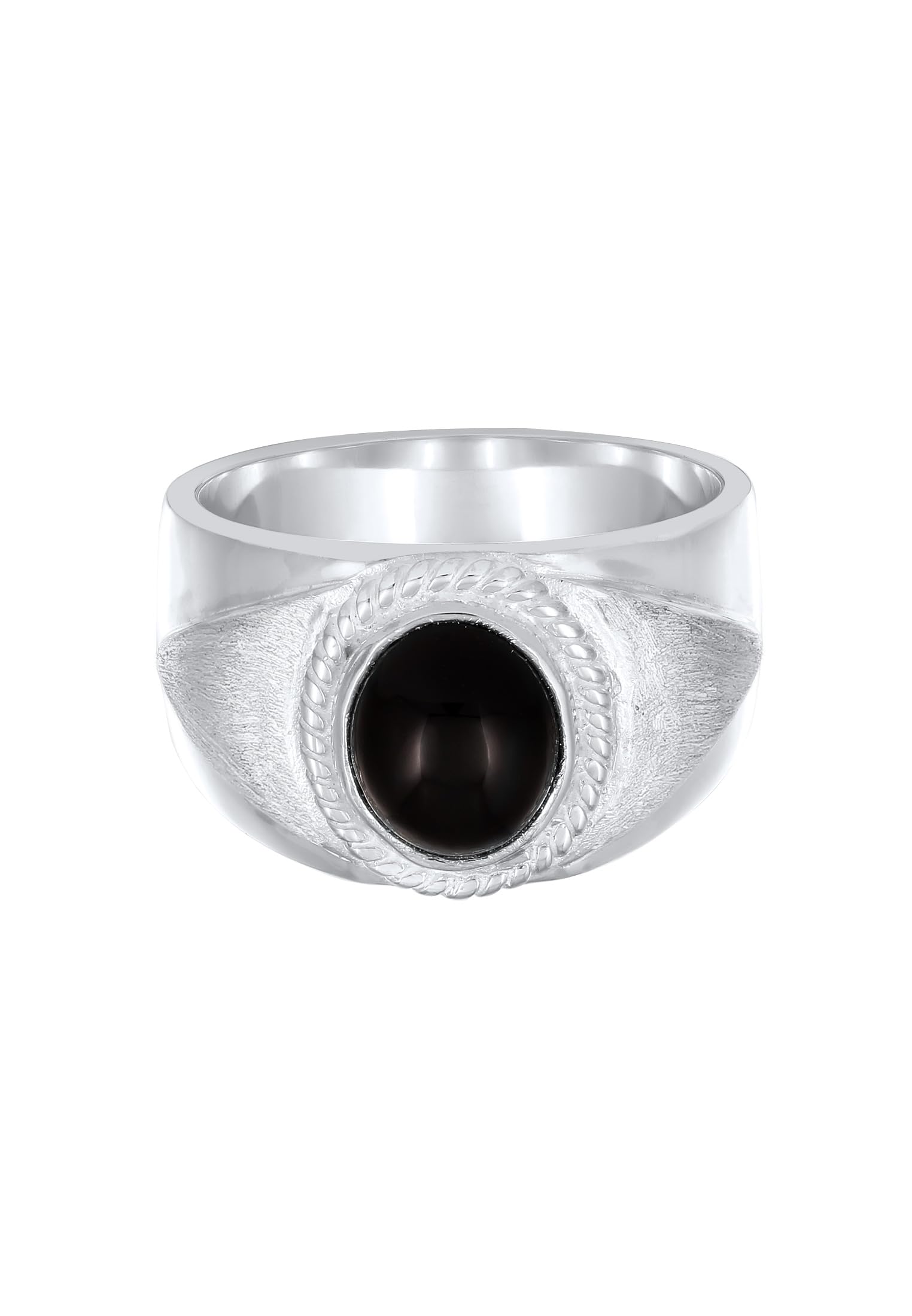 Kuzzoi Anello con sigillo da uomo con onice (10 mm) in argento sterling 925 lucido, anello in argento massiccio stile vintage, per uomini di misura 60-66, 0612143024