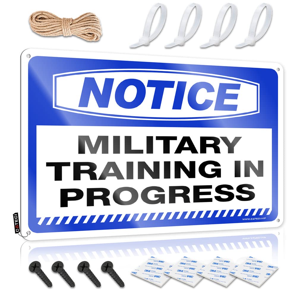 Mwfkkaddb Women's One Color Funny Vintage Metal Sign Notice Military Training In Progress Tin Sign Sarcastic Signs Beer Signs For Man Cave(30X40cm)