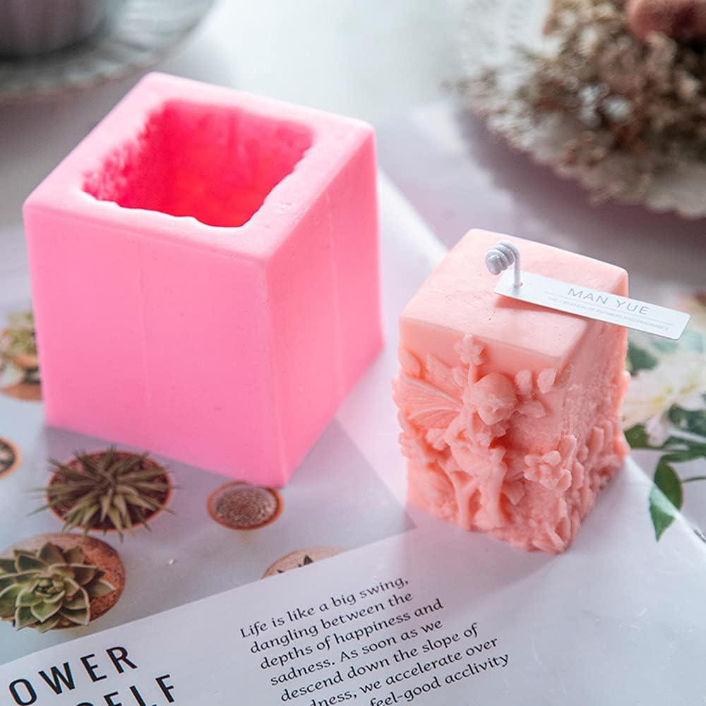 I-Best 3D Angel Flower Candle Wax Mold Carved Pillar Silicone Soap Candle Mould Decorating Resin Epoxy Aroma Gypsum Crafts Silicone Molds