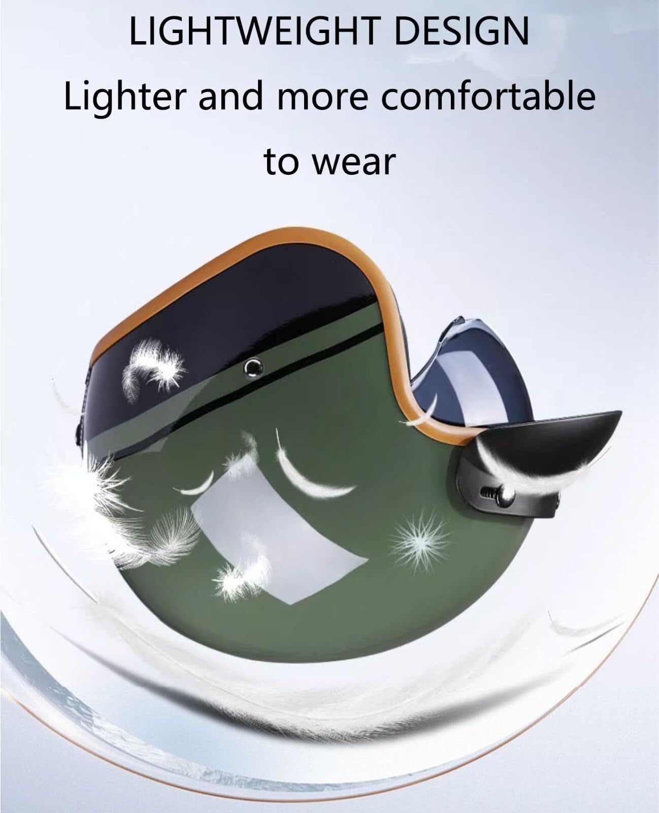Moto Casque Bol Open Face Classic Sun Casque Moto Jet Vintage avec Visière, Casques Vintage à Face Ouverte,ECEDOT Homologué en pour Scooter Chopper - Casque De Moto Homme Et Femme Pilot(9,L=59~6