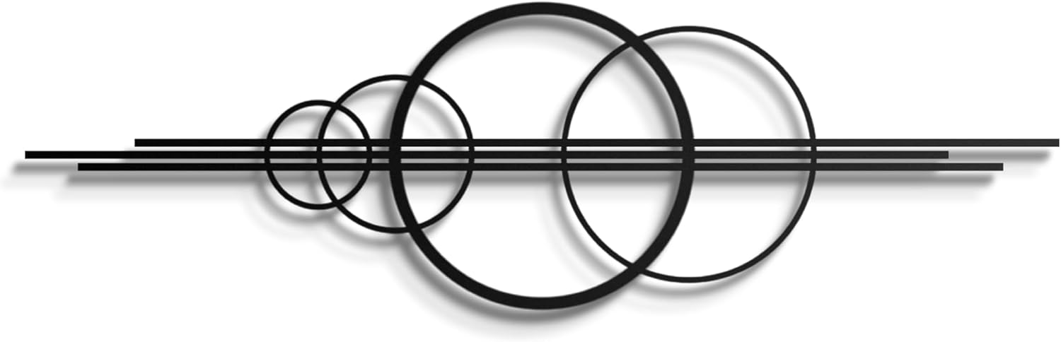 Modern Geometric Metal Wall Art – Abstract Circle Sculpture, Minimalist Wall Decor for Living Room, Bedroom, Office – 3D Metal Design, Large Contemporary Wall Hanging – Modern Home Decor – Great Gift Idea, Christmas Gift (30"x9")