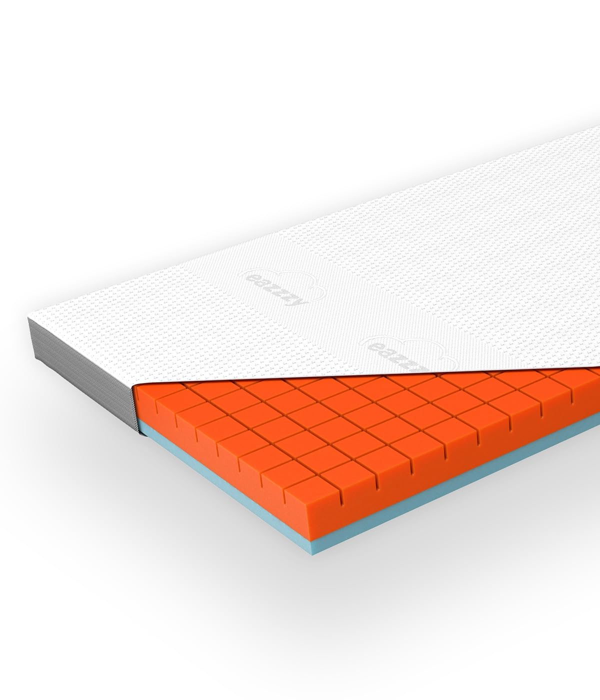 Genius eazzzy Premium Cube Topper – 100 x 200 cm, Höhe 9 cm, ergonomischer Matratzentopper, 2 in 1 Wende-Topper mit Fester und weicher Seite, Atmungsaktiver Mesh-Bezug, mit Eckschlaufen, waschbar