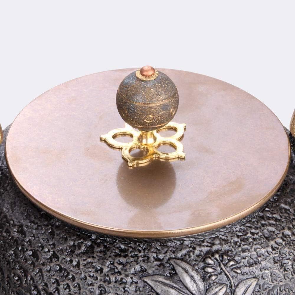 Theiere en Fonte Théière en Fonte 1.2L/1200MlL Théière En Fonte Théières Théière En Fer Théière En Fer Non Revêtu Couvercle En Cuivre Artisanat Pot En Fer Ornements Japonaise Théière Théière Fonte