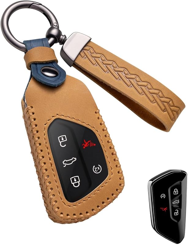 Capa para Chave Automotiva Volkswagen em Couro Crazy Horse e TPU com Chaveiro H-VW