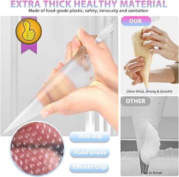 100 Pcs Disposable Piping Bags Medium - Clear Icing Piping Bags Cake Decorating Plastic Pastry Bags Strong Icing Bag for Cake Cupcake Dessert Cookies Decoration