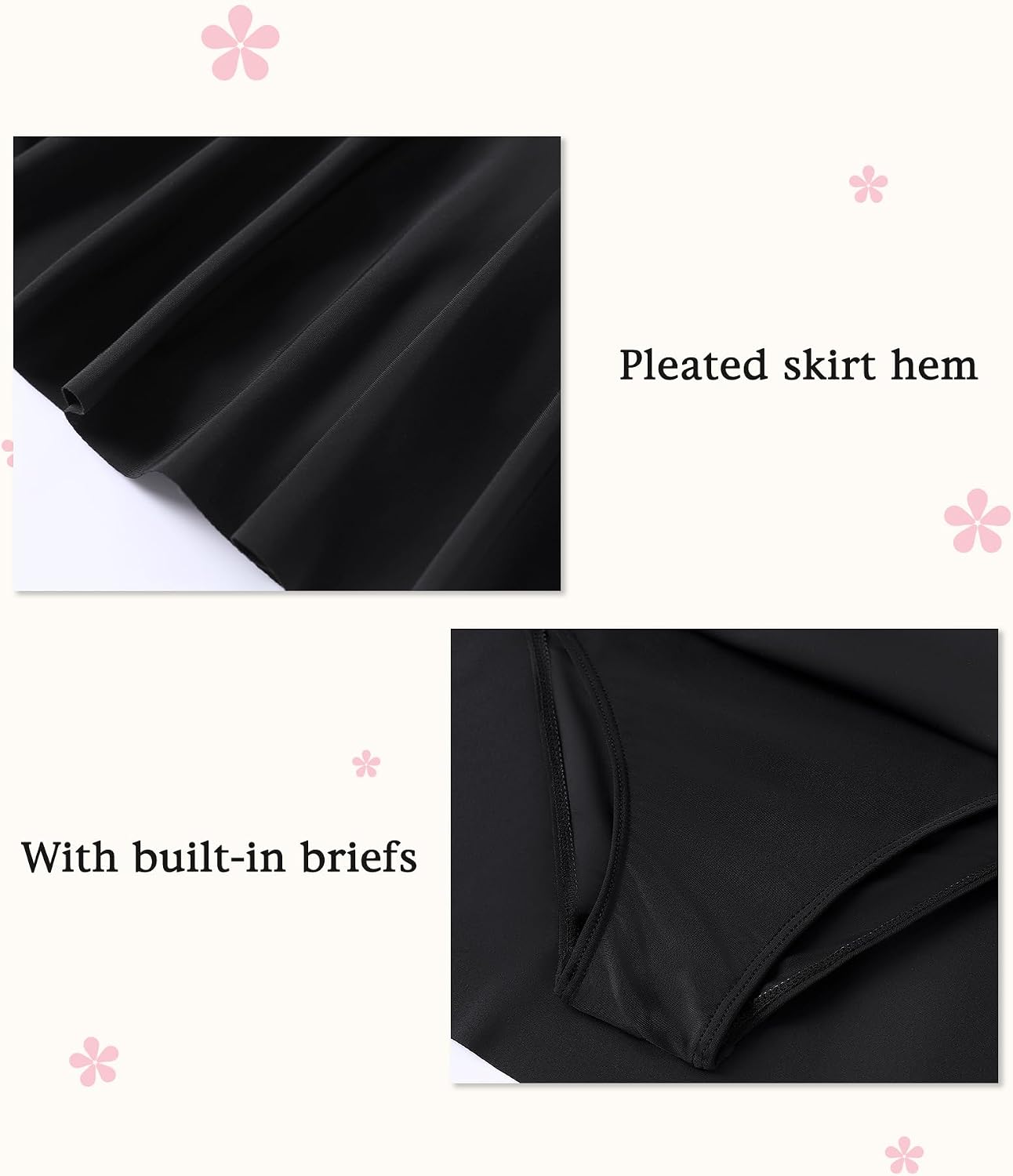 Girls One Piece Swimsuit Skirted Kids Bathing Suits Zipper Short Sleeves Swimwear Girls Swim Dress for 3-10Years