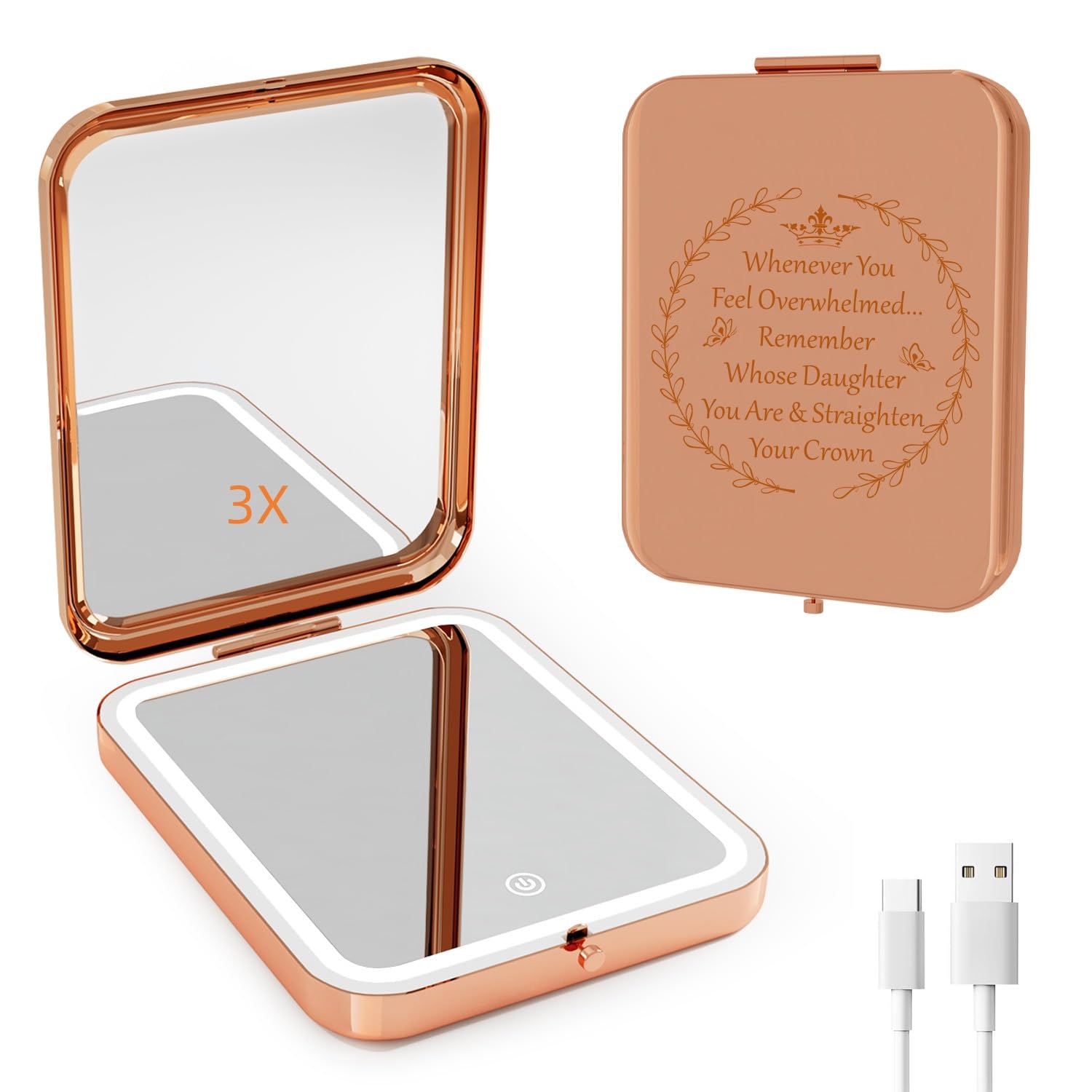 Miroir de maquillage de voyage à LED portatif : l'accessoire idéal pour les retouches de votre fille