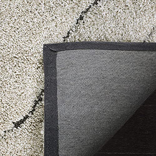 Image of Abstract Wavy Design Round Shaggy Carpet for Living Room, Bedroom, High Low Design Finish Microfiber 1.8 Inch Pile High, 4x4 Feet Ivory|Grey Color