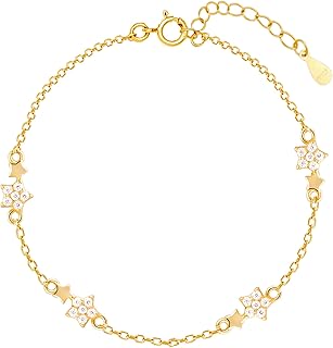 GIVA 925 Silver Golden Binary Star Bracelet, Adjustable | Gifts for Women and Girls | With Certificate of Authenticity and... Price In India