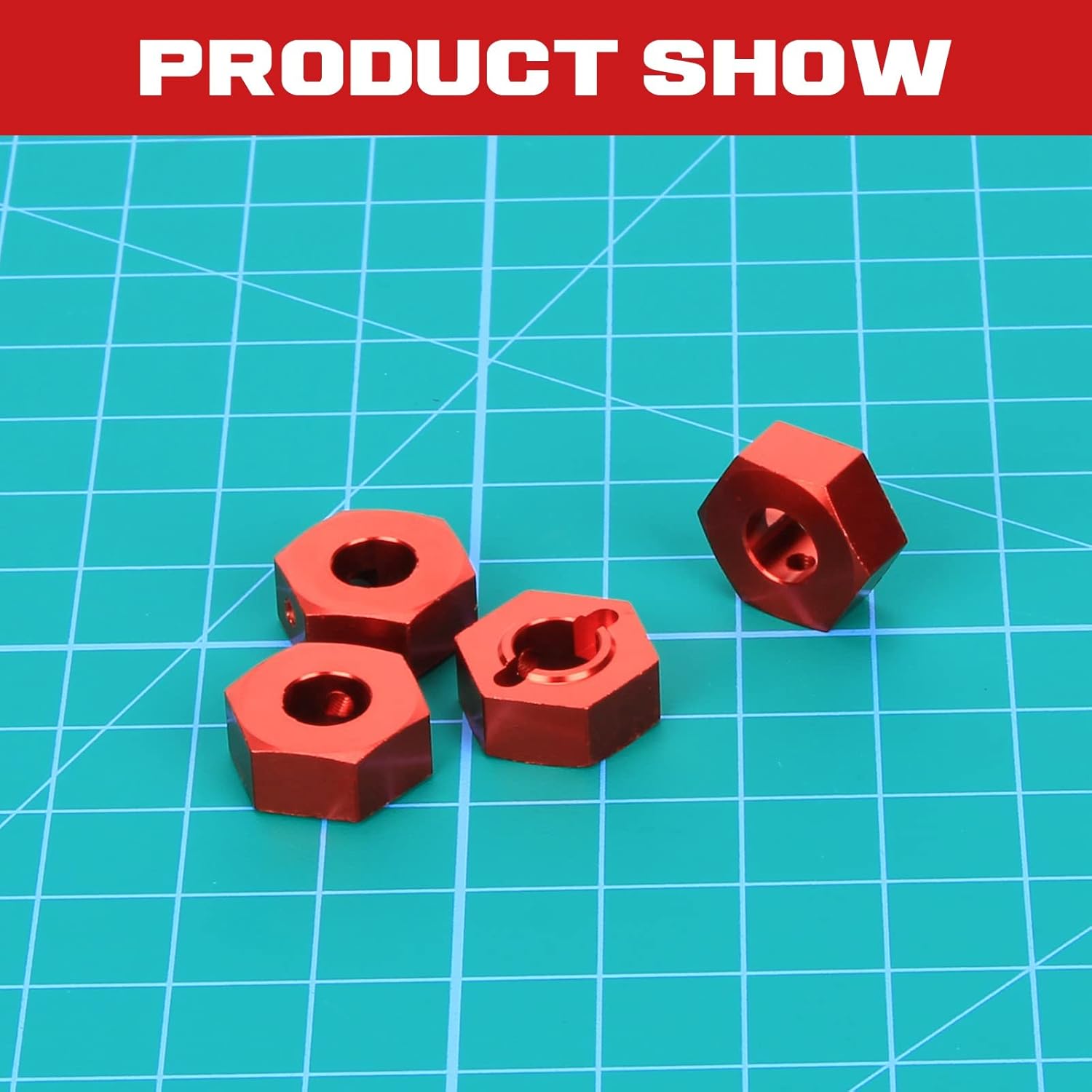 RCAWD Wheel Hex 17mm w Screw Pins for 1/10 ARRMA 4S Kraton & Outcast Upgrades 4x4 BLX, Wheel Nut Hubs Adapter Hex Wheels Hopups Parts for #AR310910, Truck #ARA102690, #ARA102692 Red