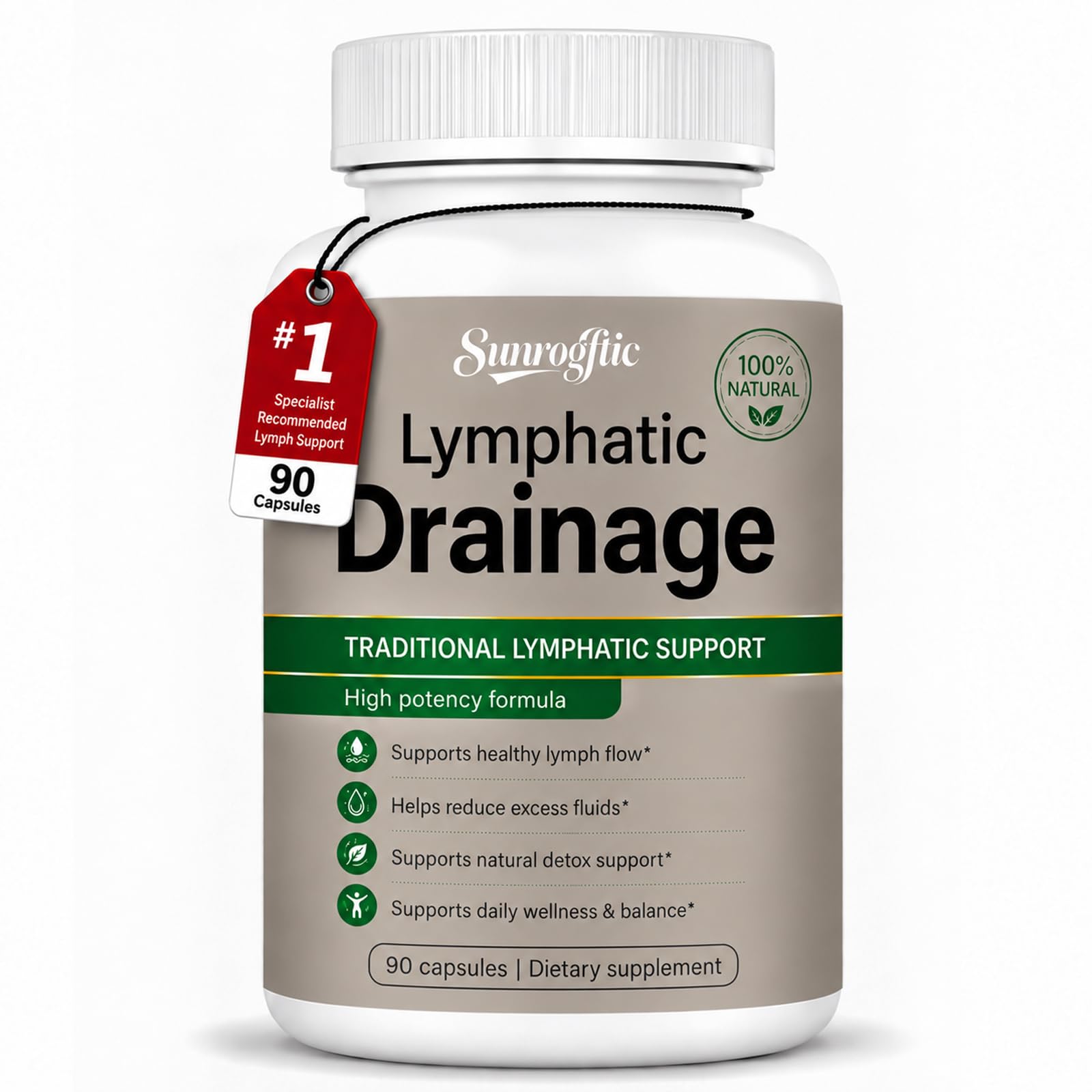 Lymphatic Drainage Supplement – Lymphatic Health Capsules with Dandelion, Burdock, Cleavers & Echinacea – for Fluid Balance, Lymph Wellness & Gentle System Support – 90 Capsules 90 Count (Pack of 1)