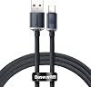 Baseus Crystal Shine USB-A to Type-C Fast Charging Data Cable 100W 5A 1.2M – Black (not compatible with iPhone)
