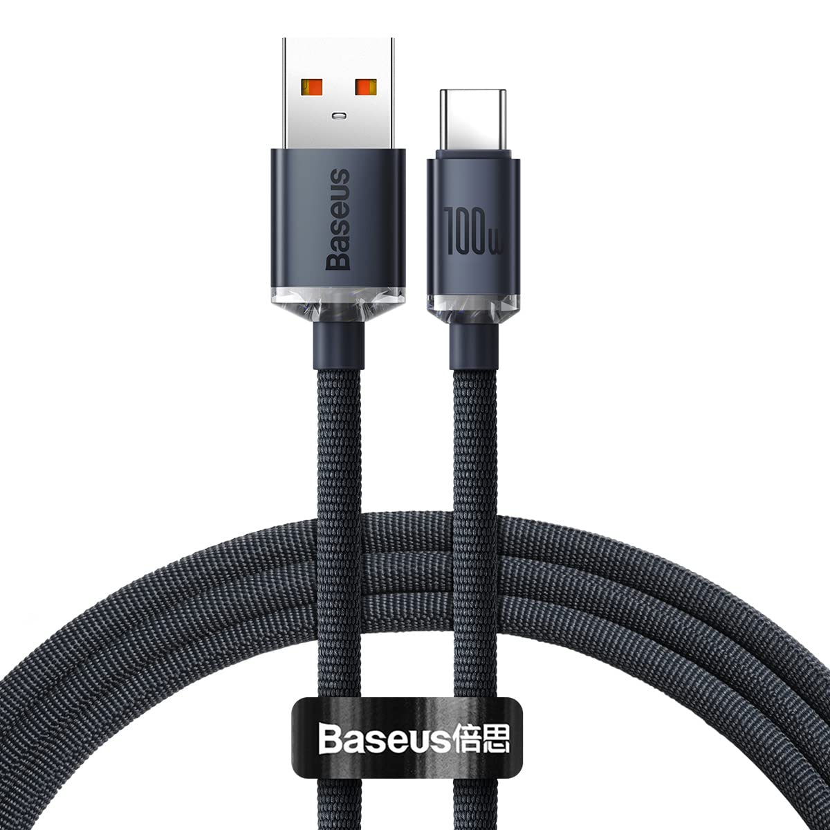 Baseus 100W USB-A to USB-C Cable Fast Charge, Aluminum Alloy Casing Nylon Braided Type-C Cable for Pad Air/Pro, Samsung Galaxy S21, Huawei, Xiaomi (1.2M) (Black)