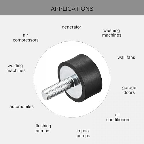 Miniatura 4 de uxcell Soportes de goma, 4 unidades M8 machohembra aislador de vibración, amortiguador, para motor de garaje, compresor de aire, bobinas de barco,