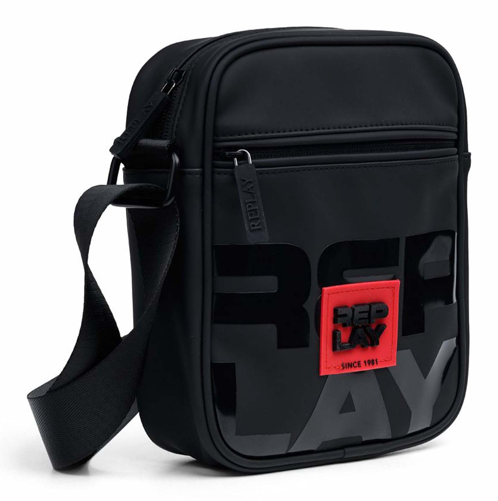 Replay Herren Umhängetasche mit Außenfach, Black 0098 (Schwarz), Einheitsgröße