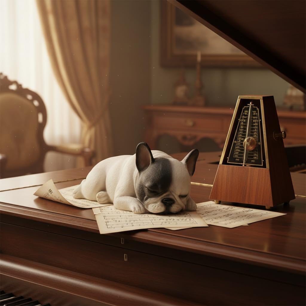 Comfy Hour 6 Inch Lying Sleeping French Bulldog Figurine – Realistic Frenchie Puppy Statue, Black and White Resin Dog Sculpture, Cute Animal Collectible Home Office Shelf Decor, Black and White
