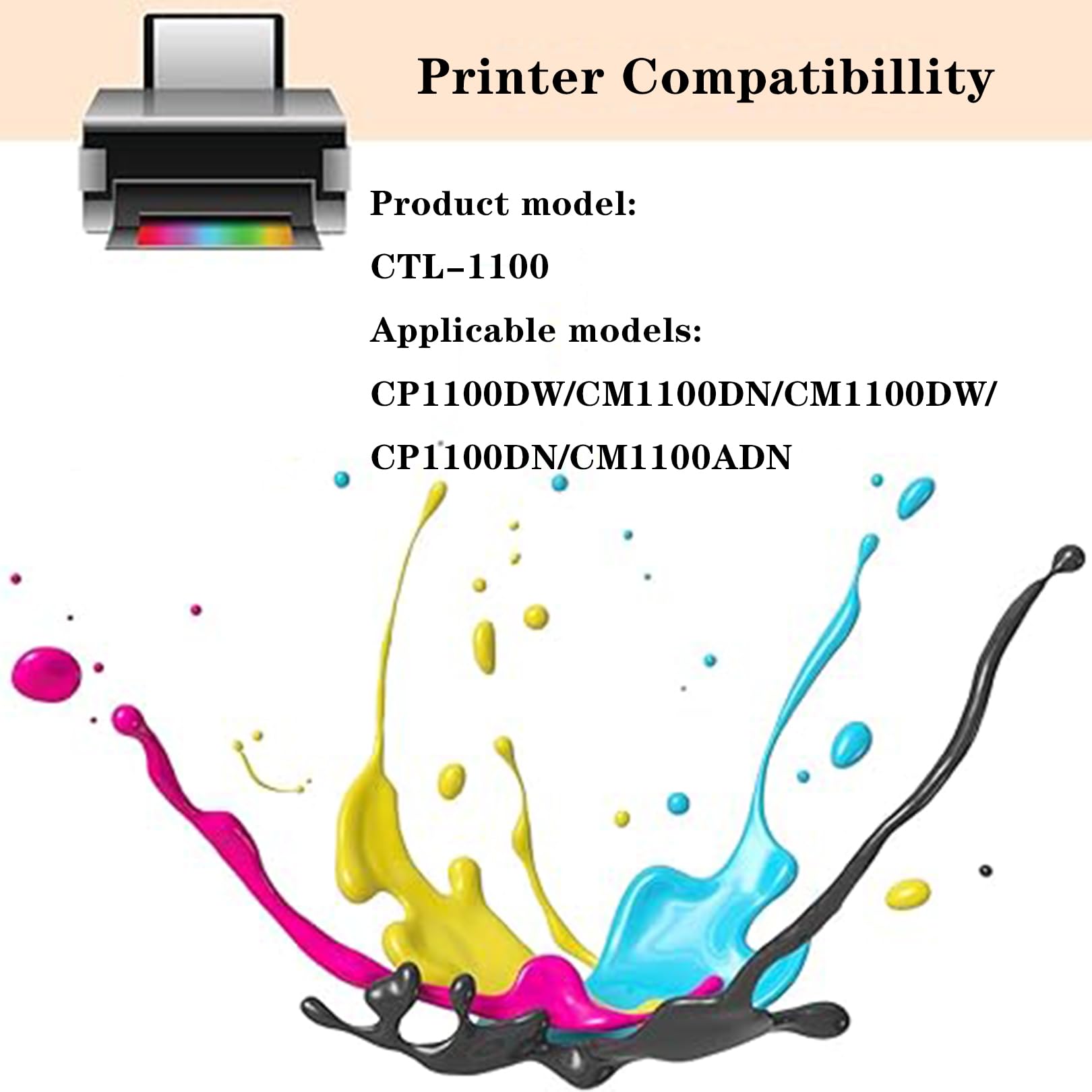 Cartouche de Toner Compatible avec Pantum CTL-1100, Compatible avec Les imprimantes Pantum CP1100DW CM1100DN CM1100DW CP1100DN CM1100ADN avec Puce, Haut rendement de 2 000 Pages,BK