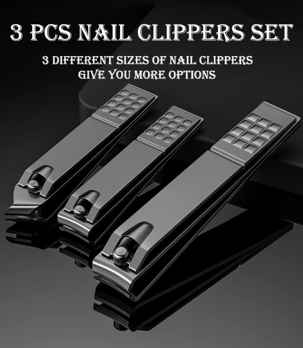 Nail Clippers Set Black Matte Stainless Steel Fingernail & Thick Toenail & Ingrown Nail Clippers, Perfect 3 pcs Nail Clippers Cutter for Men and Women(Black) : Beauty & Personal Care