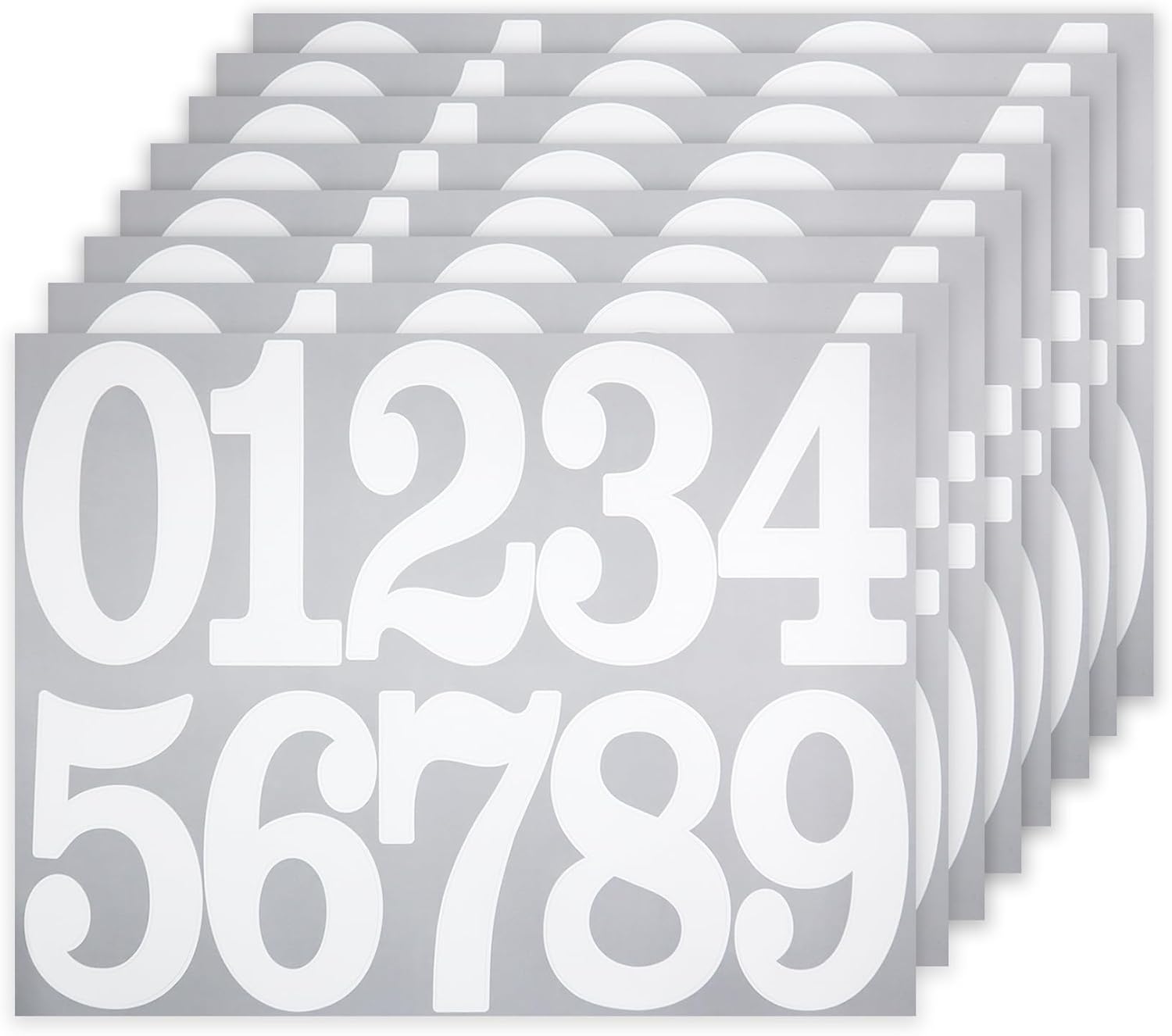 80 Pcs 4 Inch White Number Stickers, 8 Sheets Self-Adhesive Waterproof Vinyl 0-9 Decals for Mailbox, Address, Doors, Trucks, Classroom & Outdoor Use