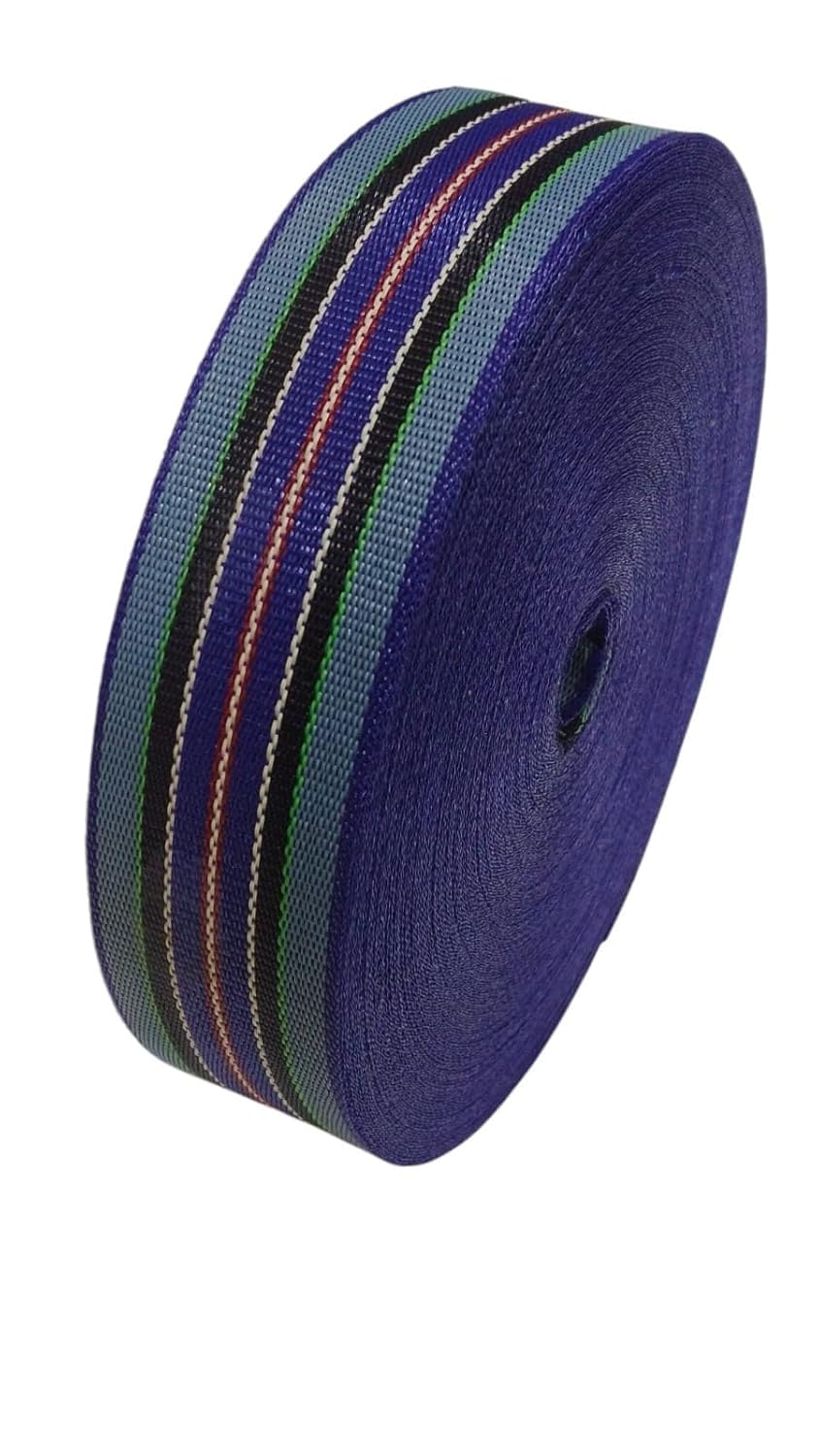 Niwar Narrow Woven for Garment, Home Textile, Shoes, Plastic Niwars Webbing Roll for Folding Khat, Khatiya, Charpai Folding Bed,Chair, Baskets and Other Art Projects 2 inch 90 Meter (Blue)-image-33