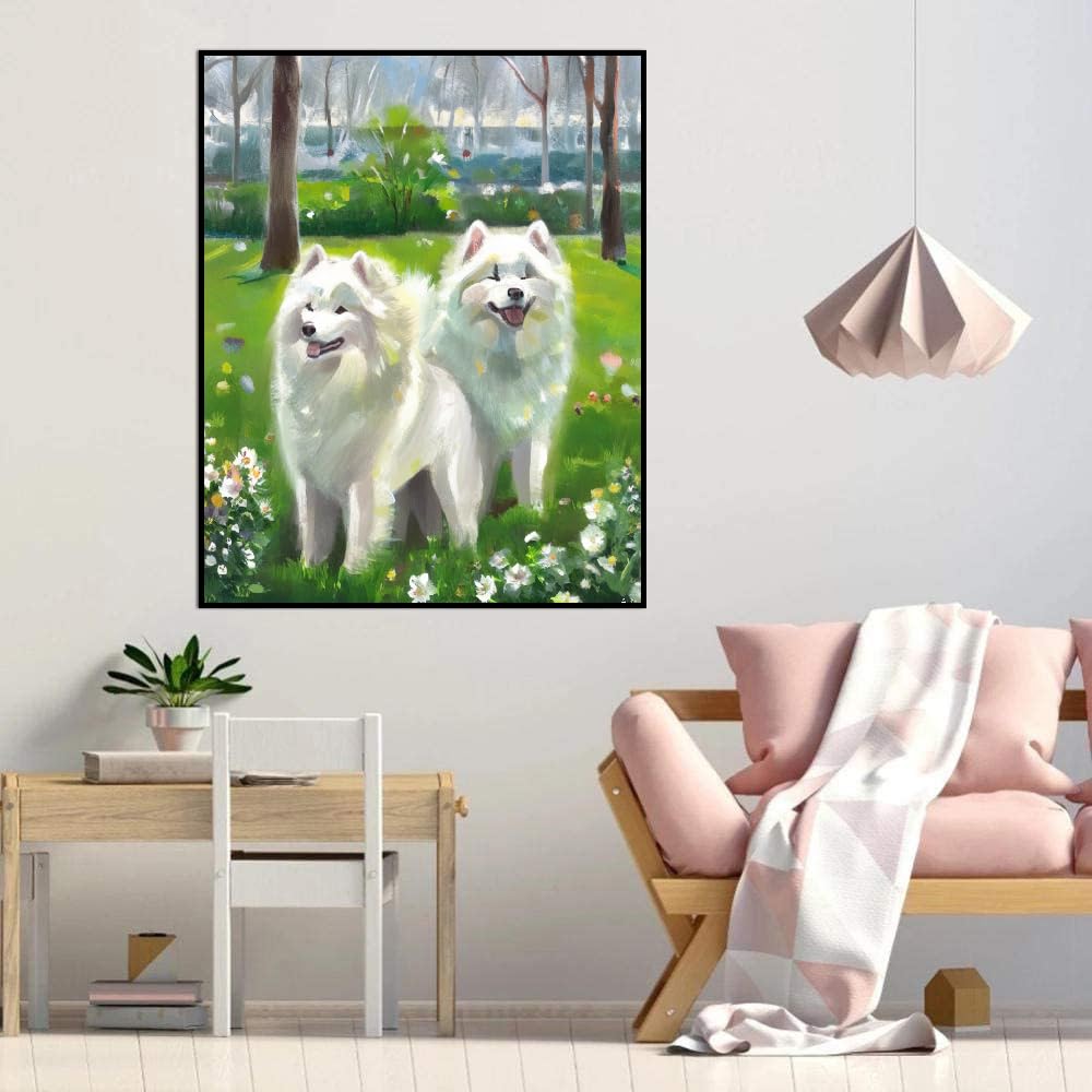 DIY Adult Paint by Number Kits Samoyed Dog for Adults Beginners,Easy Acrylic Paint by Number,DIY by Numbers Kits on Canvas 16x20inch(40x50cm) Frameless
