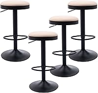 Vista 1 de Taburetes de bar sin espalda, juego de 4 taburetes de bar redondos ajustables para encimera de cocina, taburete giratorio de altura de barra, silla