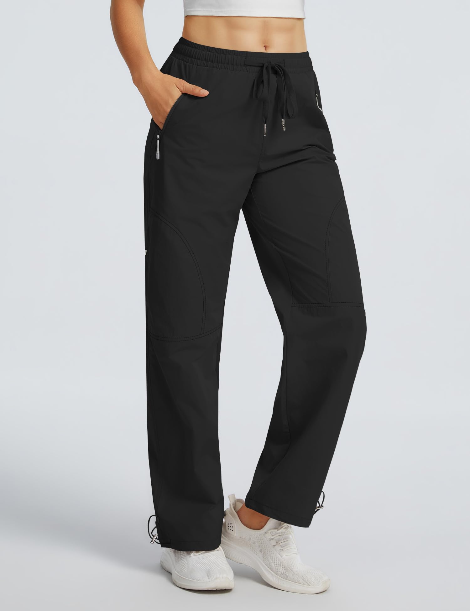 Rapbin Pantalon de randonnée pour femme - Léger - Séchage rapide - Respirant - Pantalon de trekking - Pantalon fonctionnel d'été avec poches zippées