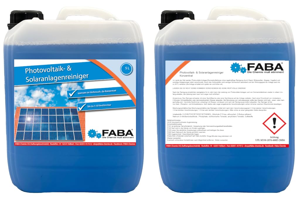 FABA Photovoltaik Reiniger Solaranlagen Reiniger 2 x 5 L Solar
