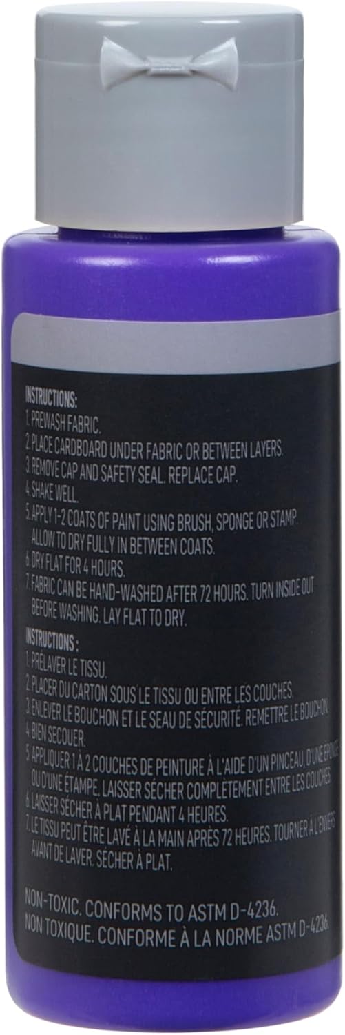 Make Market Iridescent Purple Brush-On Fabric Paint – 2oz Bottles in Assorted Colors & Finishes, Nontoxic Paint for Clothing, Accessories & DIY Crafting, 12 Pack