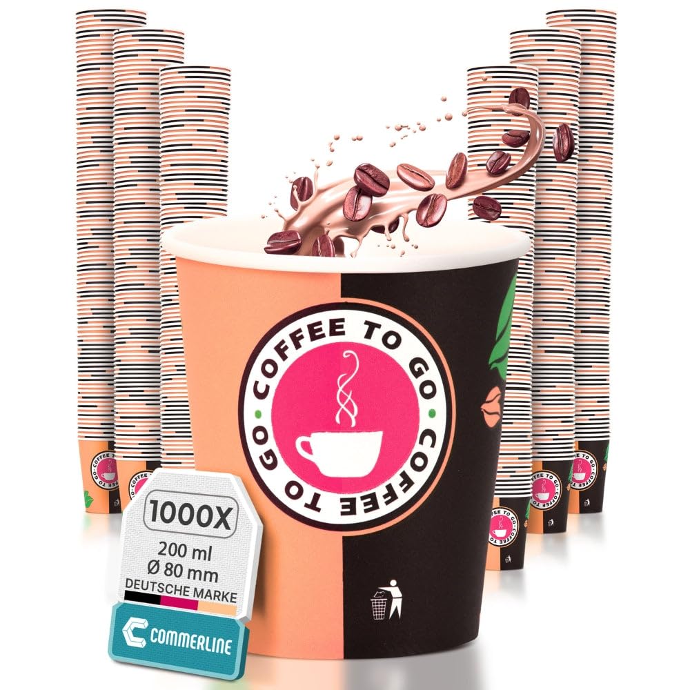 Inoverse 1000 stuks kartonnen bekers, wegwerpbekers voor koffie-to-go, 200 ml, wit, 8 oz drinkbekers voor thee, wegwerpbekers, papieren bekers, koffiebekers om mee te nemen, warme koude dranken
