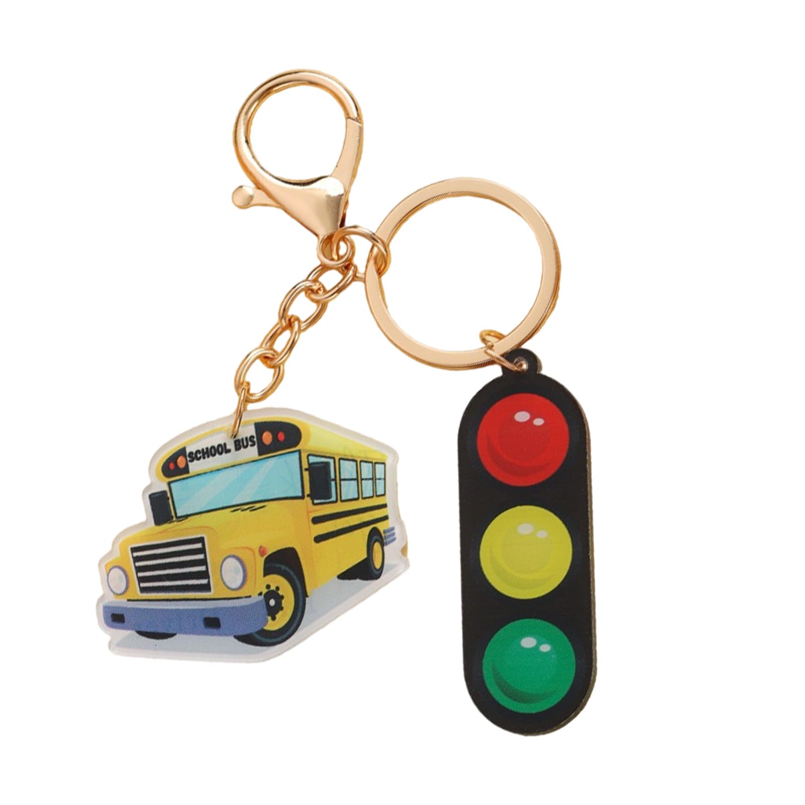 FackLOxc Bus Keychain Bag Pendant Charm Traffics Light School Keychains Charm for Bag Purse Backpack Decorations School Keychains for Driver