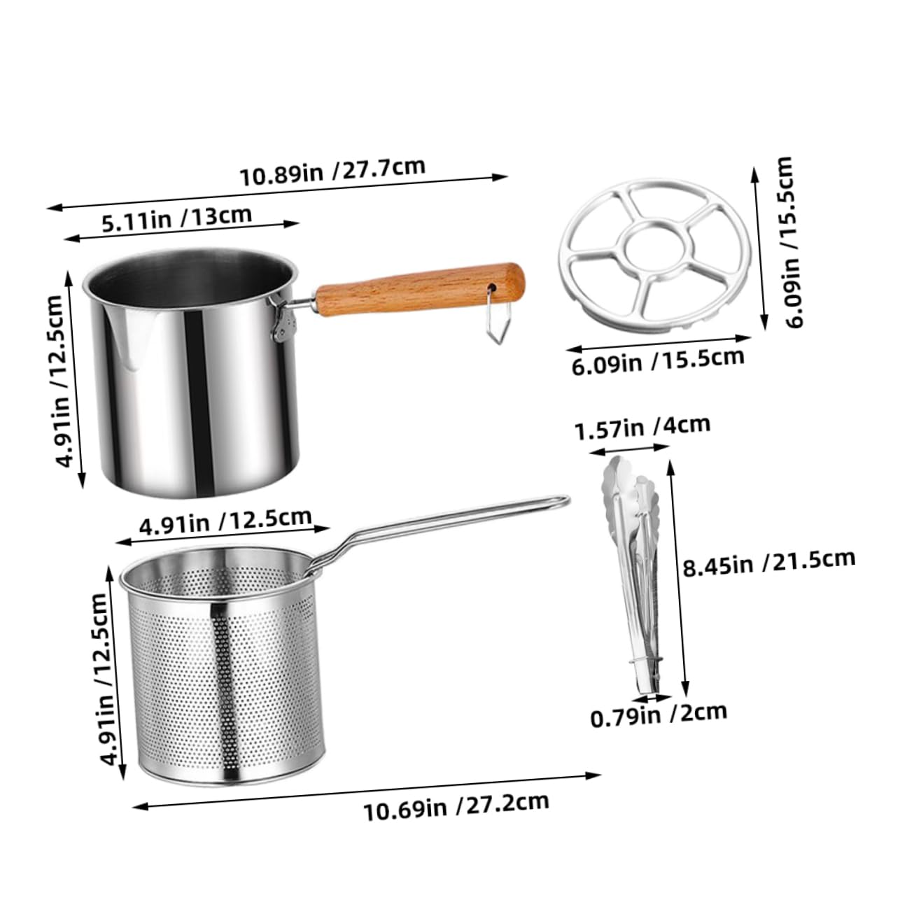 OHPHCALL 1 Set Stainless Steel Fryer Cooking Cookware Large Deep Fryer Pot Deep Frying Pan with Basket Chip Fries Frying Pan Splatter Guard Only for Skillet Small Deep Fryer Glass Silver