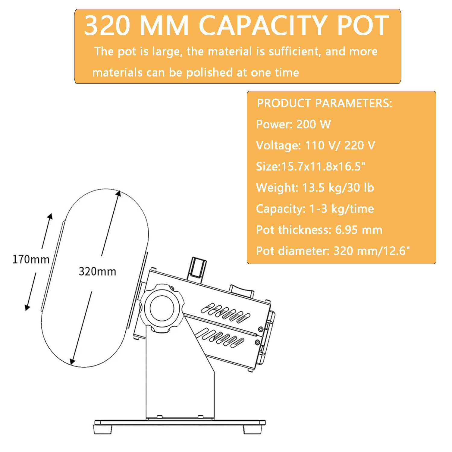 Macchina automatica di rivestimento per compresse, padella per cioccolato e zucchero da 200 W, 58 giri/min, ideale per ristoranti e negozi di alimentari, attrezzatura per rivestimento di caramelle