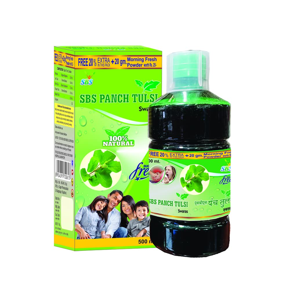 SBS Panch Tulsi Juice (Ras) - Improves Immunity, Skin Health, Maintain Cholesterol Level, Beneficial in Stomach Problems-picture-26